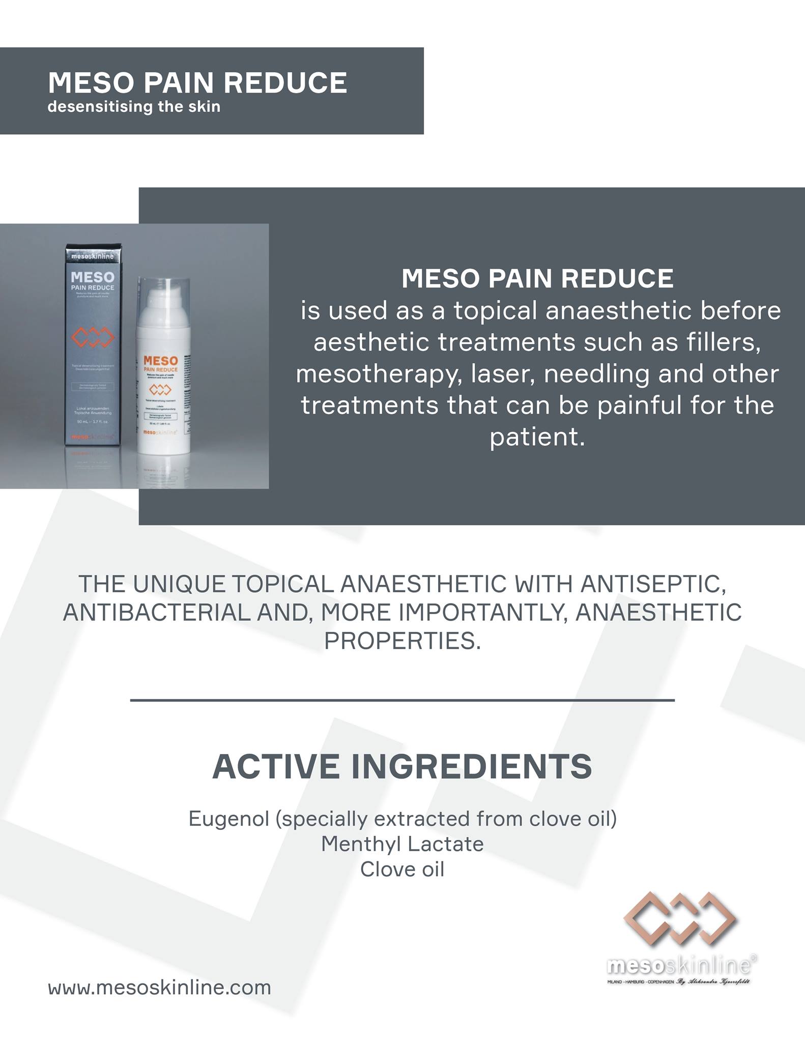 Read more about the article #MesoPainReduce is one of the few anesthetic creams that exhibit antiseptic and antibacterial properties and, more importantly, anesthetic properties….